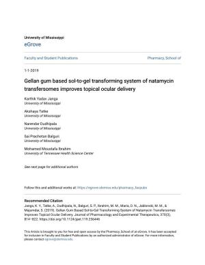 Gellan Gum Based Sol-To-Gel Transforming System of Natamycin Transfersomes Improves Topical Ocular Delivery