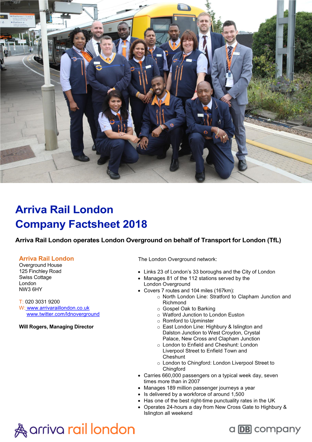 Arriva Rail London Company Factsheet 2018