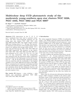 Multicolour Deep CCD Photometric Study of the Moderately Young Southern Open Star Clusters NGC 3228, NGC 4103, NGC 5662 and NGC 6087? R