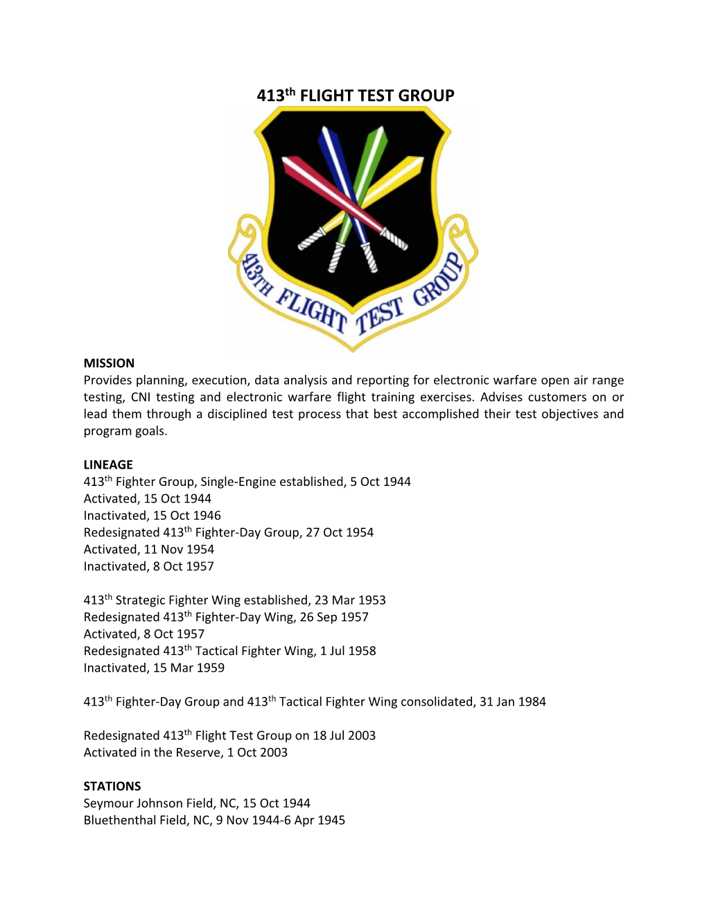 413Th FLIGHT TEST GROUP