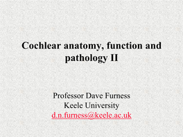 Cochlear Anatomy, Function and Pathology II