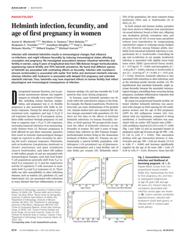 Helminth Infection, Fecundity, and Age of First Pregnancy in Women
