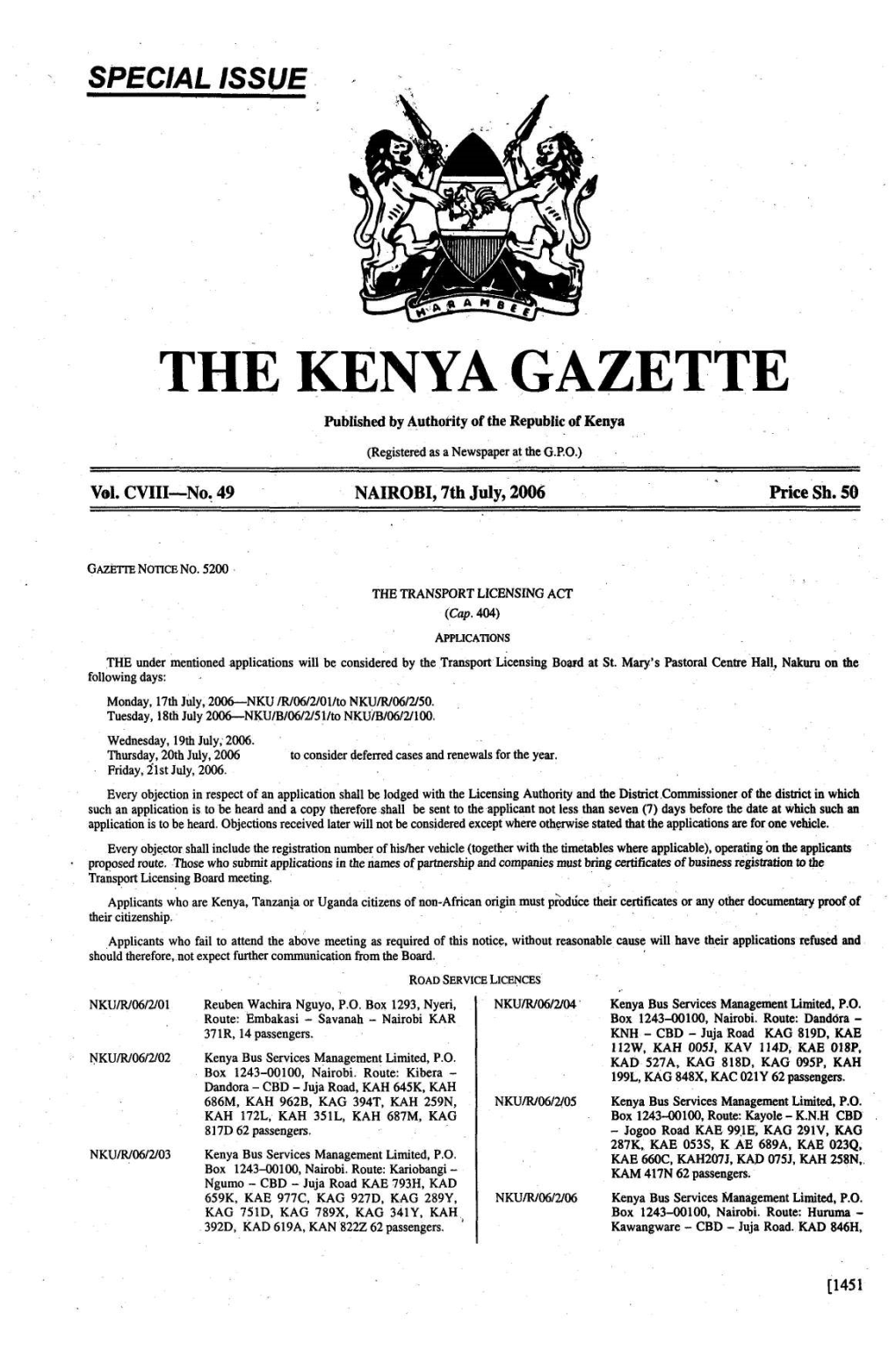 The Kenyagazette