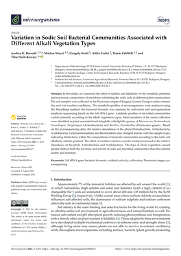 Variation in Sodic Soil Bacterial Communities Associated with Different Alkali Vegetation Types