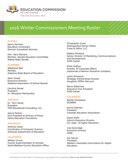 2016 Winter Commissioners Meeting Roster