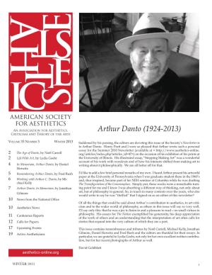 Arthur Danto (1924-2013) Criticism and Theory of the Arts