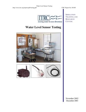 Water Level Sensor Testing ITRC Report No