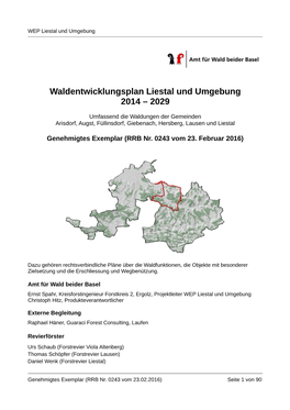 Waldentwicklungsplan Liestal Und Umgebung 2014 – 2029