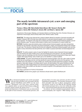 The Nearly Invisible Intraneural Cyst: a New and Emerging Part of the Spectrum