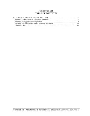 Chapter Vii Table of Contents