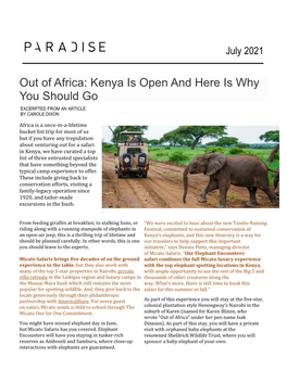 Out of Africa: Kenya Is Open and Here Is Why You Should Go