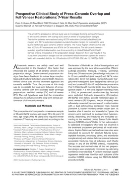 Prospective Clinical Study of Press-Ceramic Overlap and Full Veneer Restorations: 7-Year Results