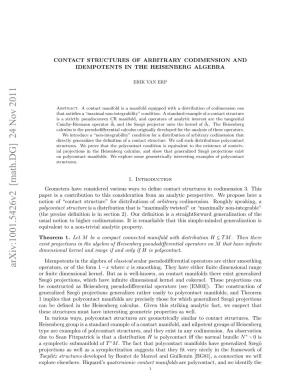 Contact Structures of Arbitrary Codimension and Idempotents In