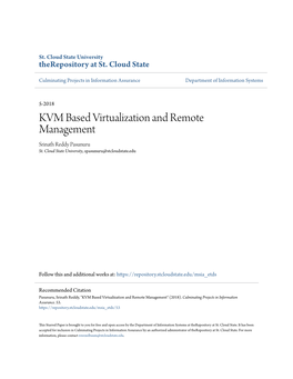 KVM Based Virtualization and Remote Management Srinath Reddy Pasunuru St