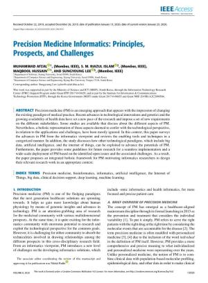 Precision Medicine Informatics: Principles, Prospects, and Challenges