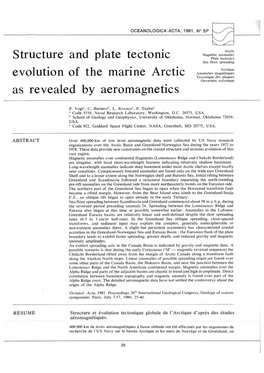 Structure and Plate Tectonic Evolution of the Marine Arctic As Revealed by Aeromagnetics