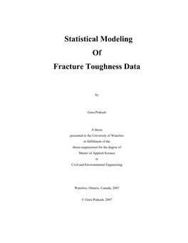 Statistical Modeling of Fracture Toughness Data