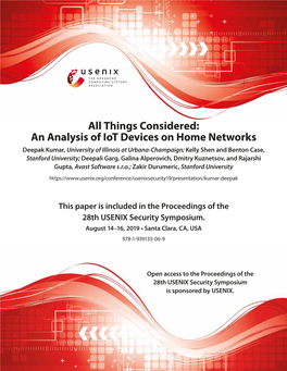 All Things Considered: an Analysis of Iot Devices on Home Networks