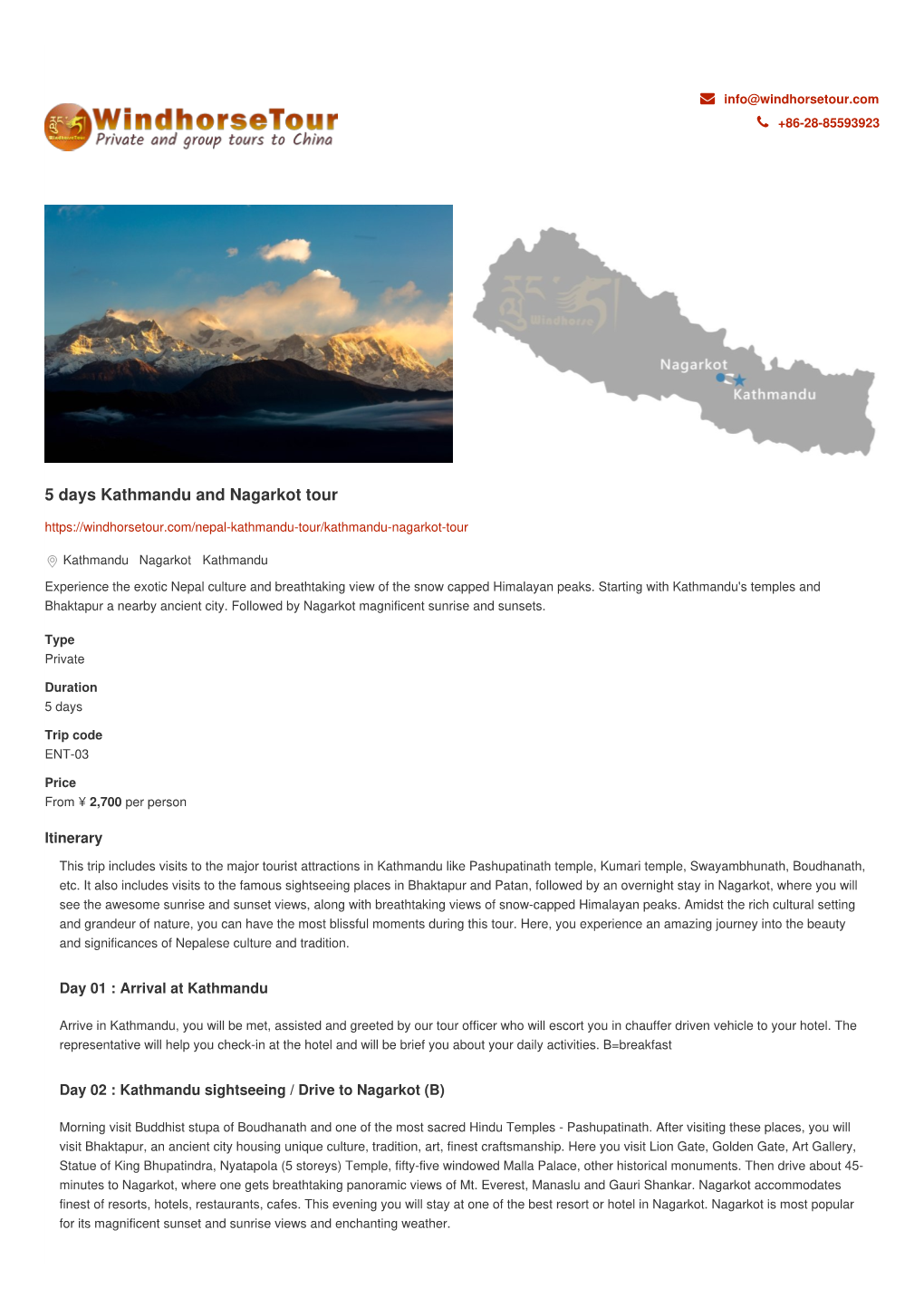 5 Days Kathmandu and Nagarkot Tour