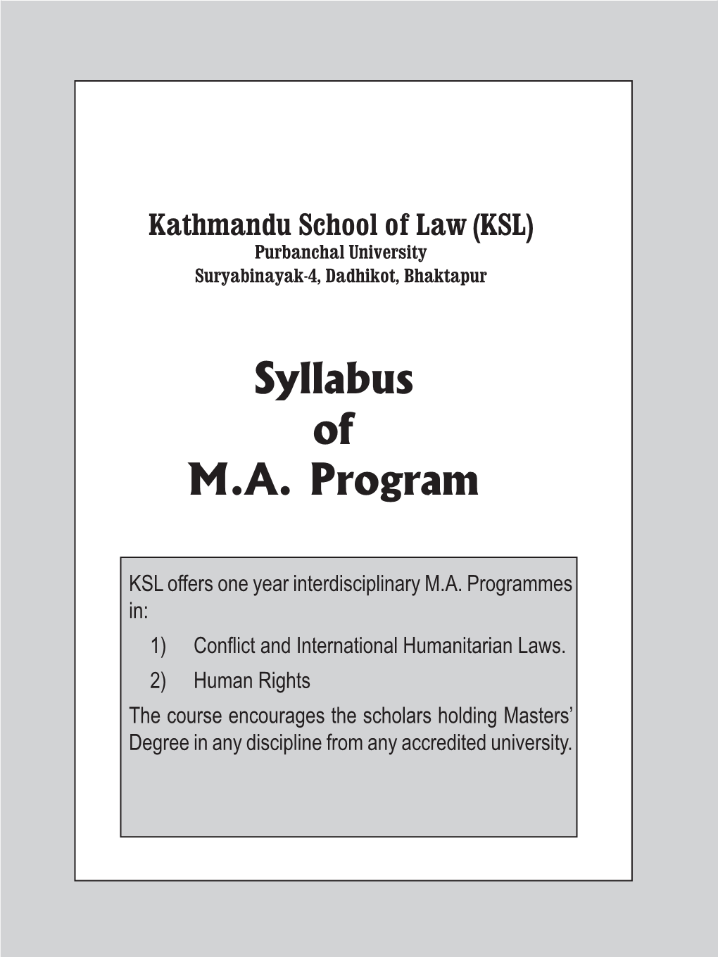 Syllabus of M.A. Program