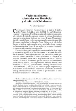 Vacíos Fascinantes: Alexander Von Humboldt Y El Mito Del Chimborazo