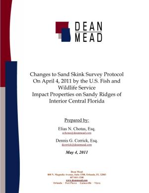 Changes to Sand Skink Survey Protocol on April 4, 2011 by the U.S