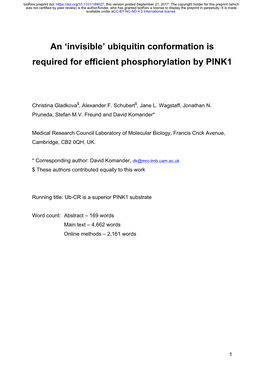 Ubiquitin Conformation Is Required for Efficient Phosphorylation by PINK1