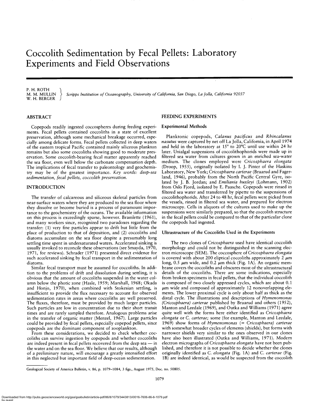 Coccolith Sedimentation by Fecal Pellets: Laboratory Experiments and Field Observations