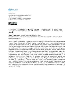Environmental Factors During COVID – 19 Pandemic in Campinas, Brazil
