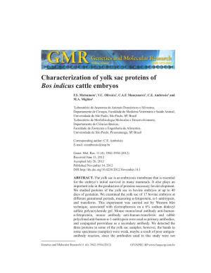 Characterization of Yolk Sac Proteins of Bos Indicus Cattle Embryos