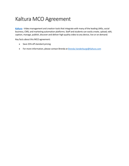 Kaltura MCO Agreement