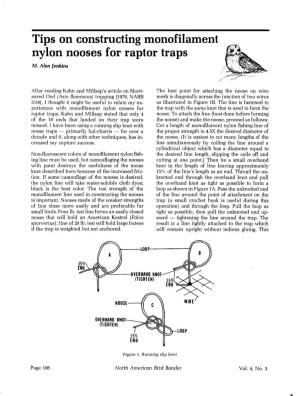 Tips on Constructing Monofilament Nylon Nooses for Raptor Traps