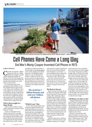 Cell Phones Have Come a Long Way Del Mar’S Marty Cooper Invented Cell Phone in 1973