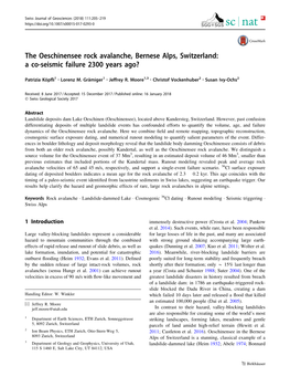 The Oeschinensee Rock Avalanche, Bernese Alps, Switzerland: a Co-Seismic Failure 2300 Years Ago?