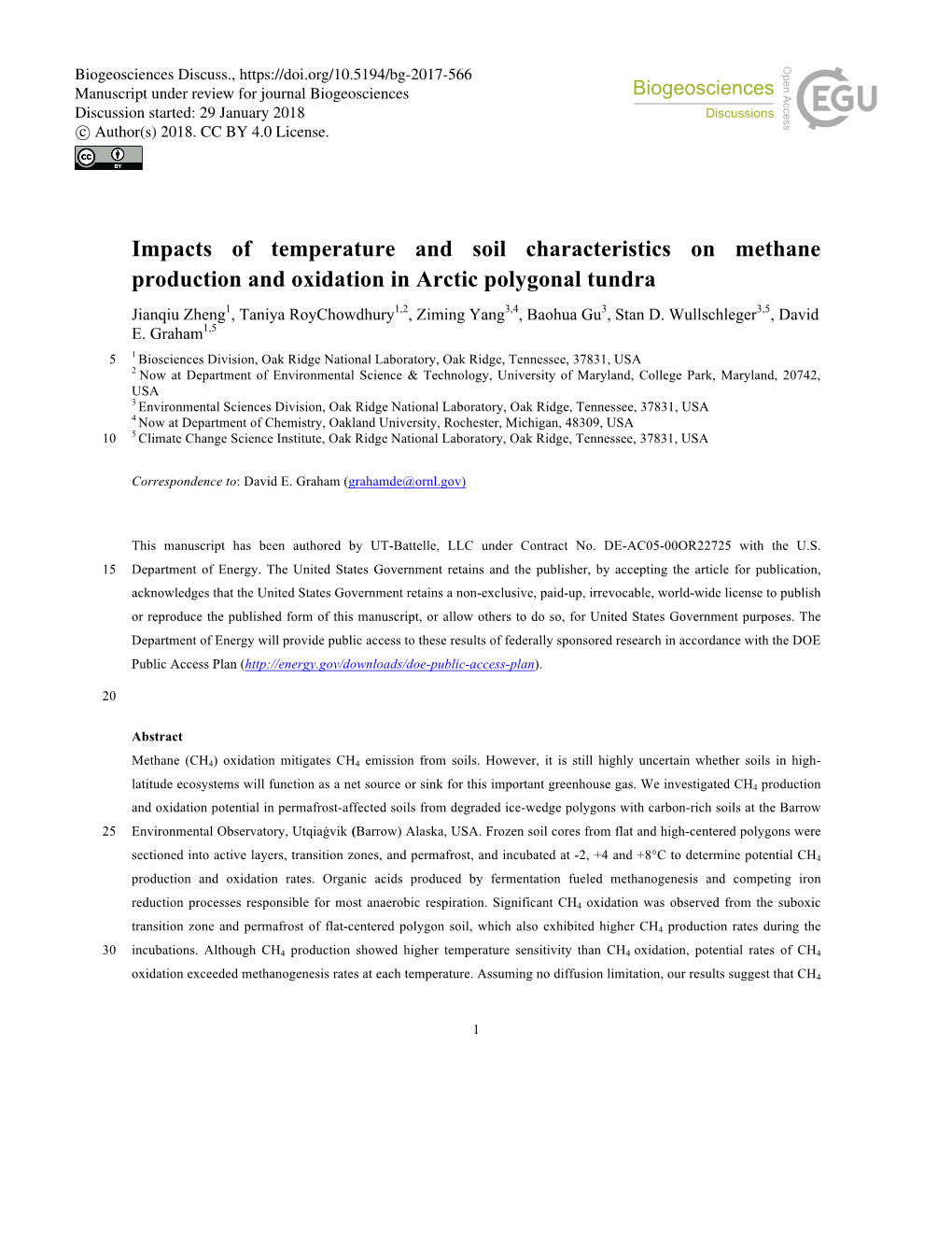 Impacts of Temperature and Soil Characteristics on Methane