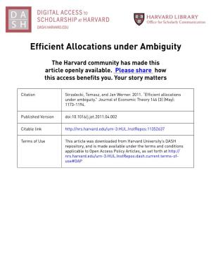 Efficient Allocations Under Ambiguity