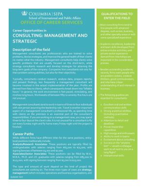 Office of Career Services Consulting: Management