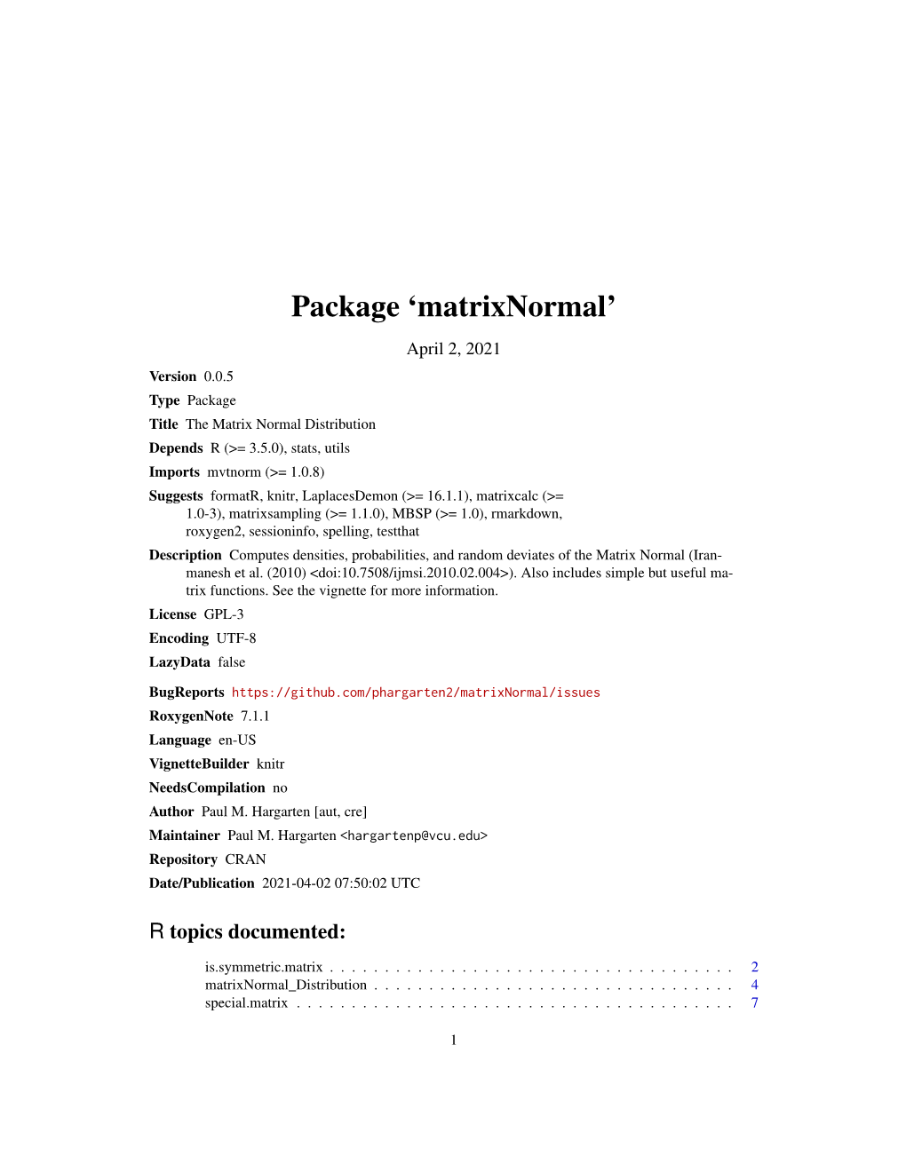 Package 'Matrixnormal'