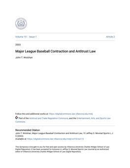 Major League Baseball Contraction and Antitrust Law