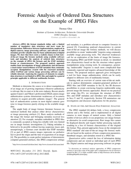 Forensic Analysis of Ordered Data Structures on the Example of JPEG Files