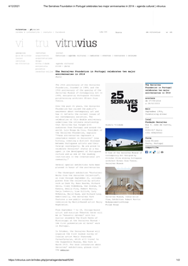 4/12/2021 the Serralves Foundation in Portugal Celebrates Two Major Anniversaries in 2014 – Agenda Cultural | Vitruvius