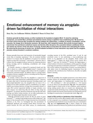 Emotional Enhancement of Memory Via Amygdala- Driven Facilitation of Rhinal Interactions