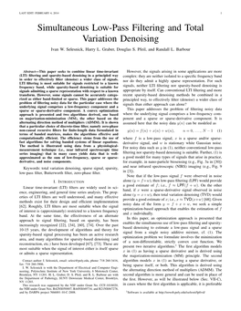 Simultaneous Low-Pass Filtering and Total Variation Denoising Ivan W