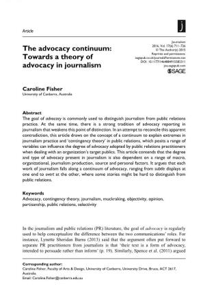 Towards a Theory of Advocacy in Journalism