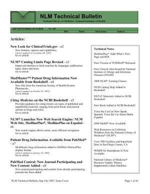 NLM Technical Bulletin, Sep-Oct 2007
