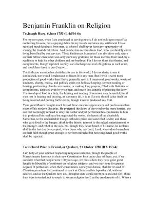 Benjamin Franklin on Religion