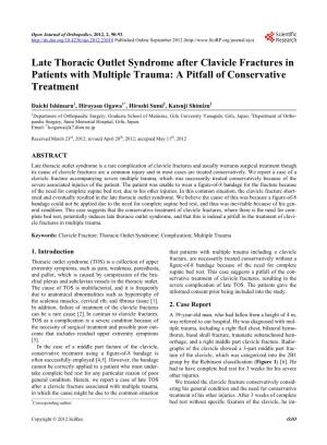 Late Thoracic Outlet Syndrome After Clavicle Fractures in Patients with Multiple Trauma: a Pitfall of Conservative Treatment