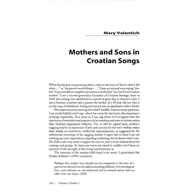Mothers and Sons in Croatian Songs