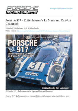 Porsche 917 – Zuffenhausen's Le Mans and Can-Am Champion