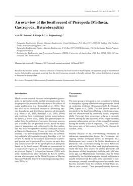 An Overview of the Fossil Record of Pteropoda (Mollusca, Gastropoda, Heterobranchia)